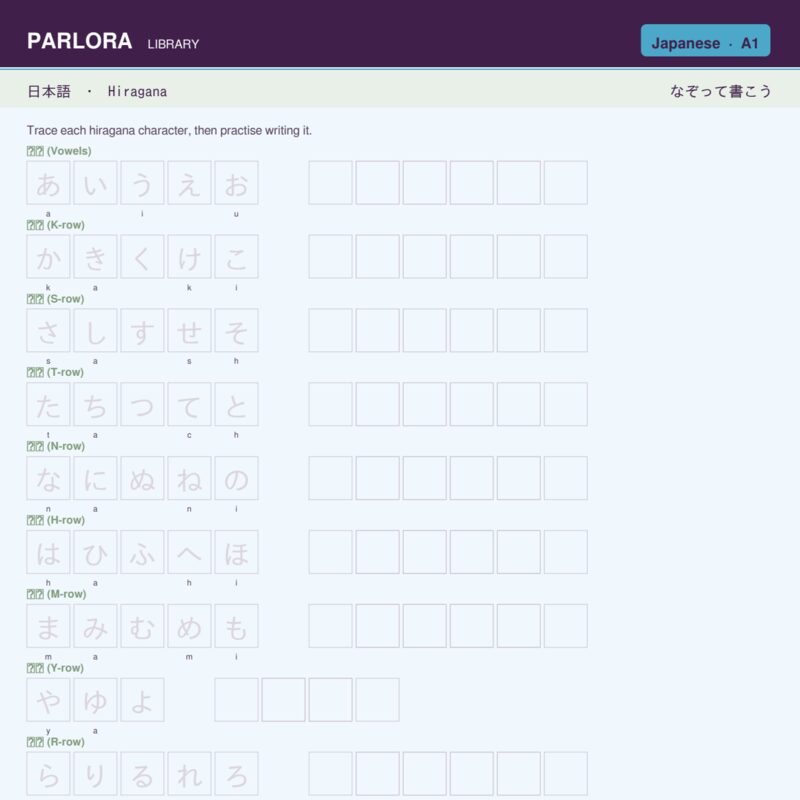 Hiragana Practice Worksheets