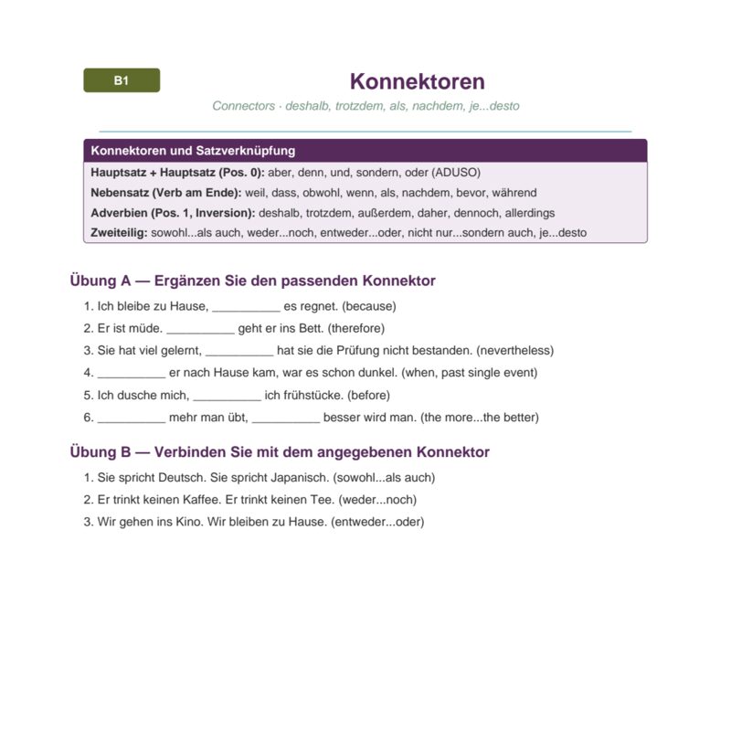 Konnektoren – Connectors
