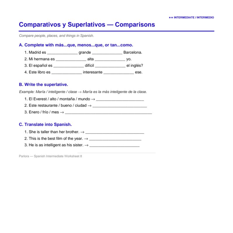 Las Comparaciones — Comparisons