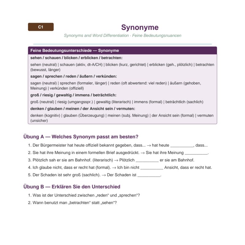 Synonyme und Bedeutungsnuancen
