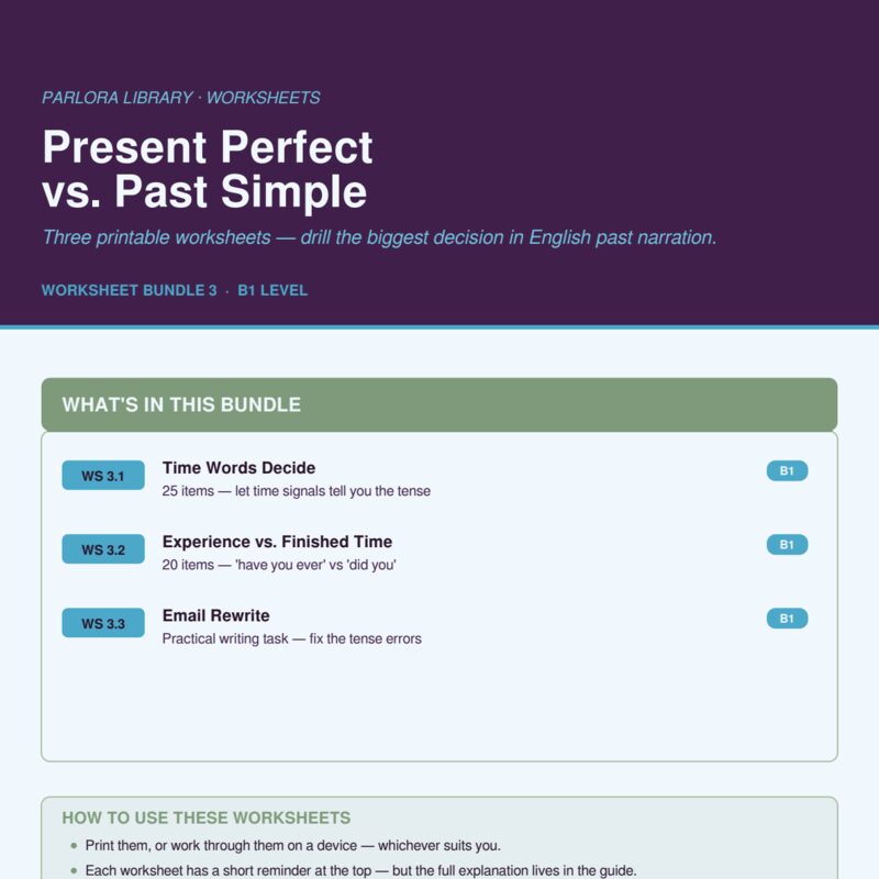 Present Perfect vs. Past Simple Worksheets Bundle