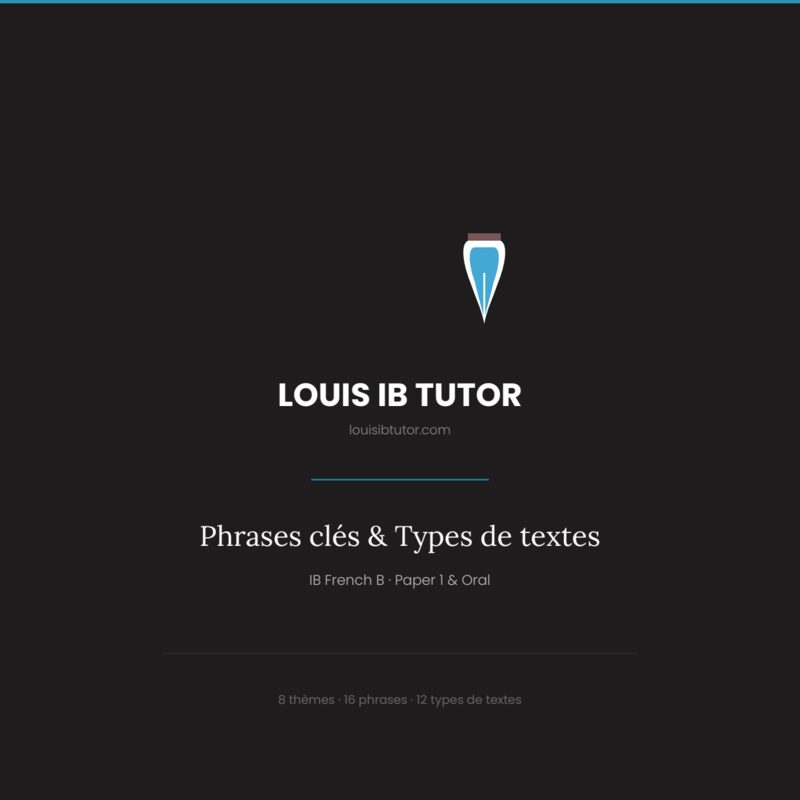 Key Phrases & Text Types for IB French B Paper 1 & Oral